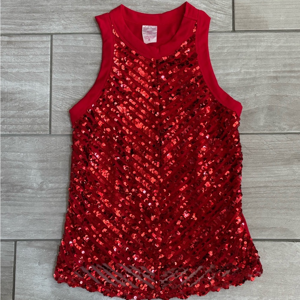 Red Sequin Sleeveless Top